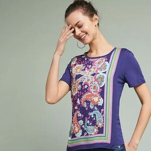 Anthropologie Maeve Maddie Printed Top size Small, cotton modal blend boho print